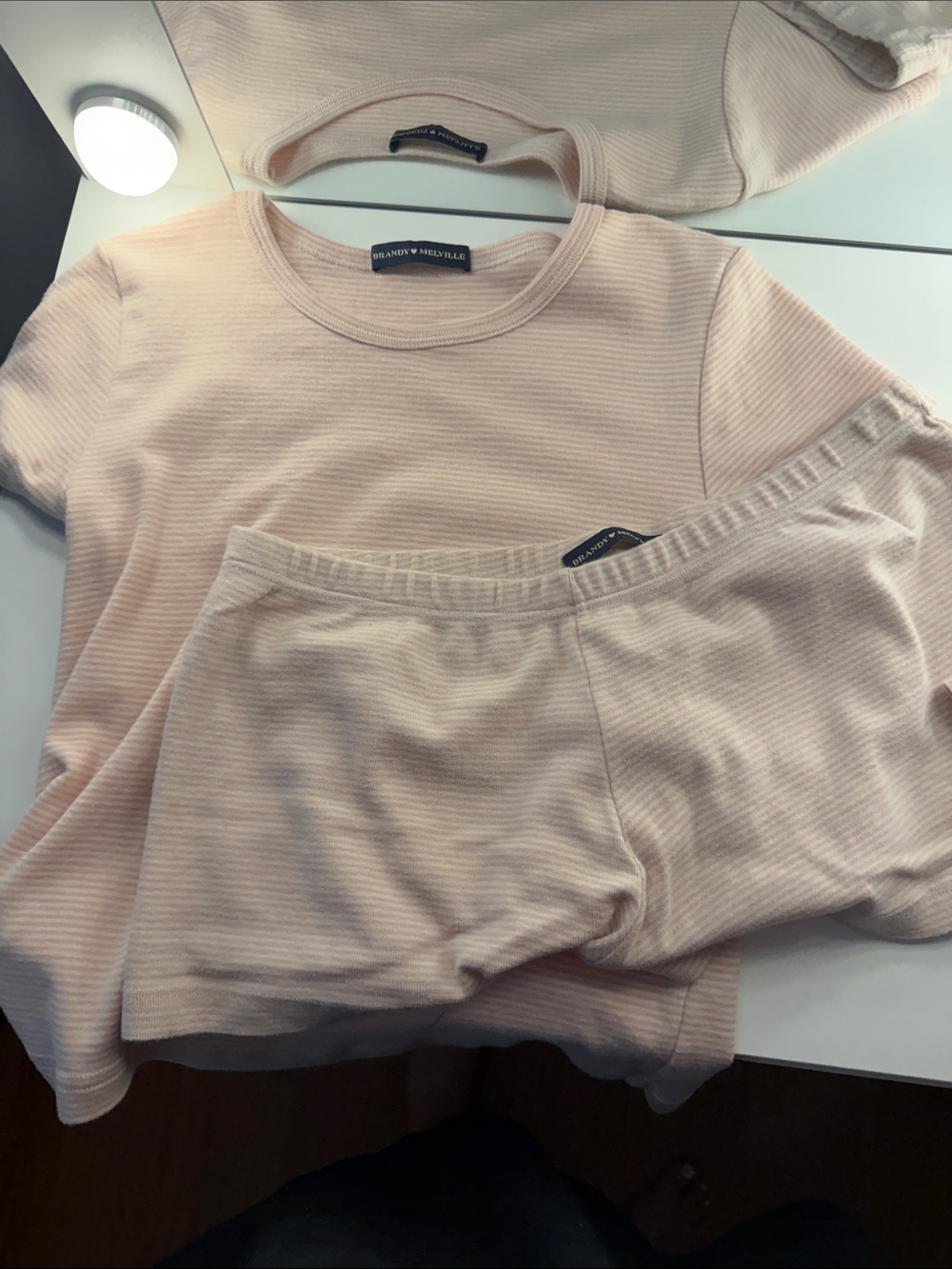 Pink striped Brandy Melville set